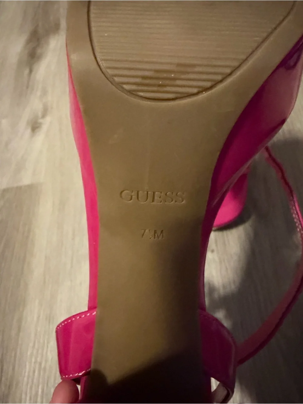 GUESS Fuchsia Patent Ankle-Strap Heeled Sandals